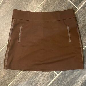 Chic Brown mini Skirt with leather accents for Women